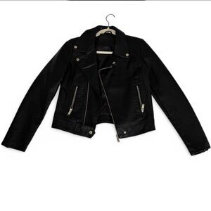Black faux Argentinian leather jacket with silver hardware